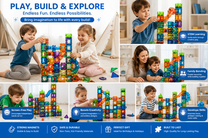 3D Magnetic Tiles Marble Run Toy