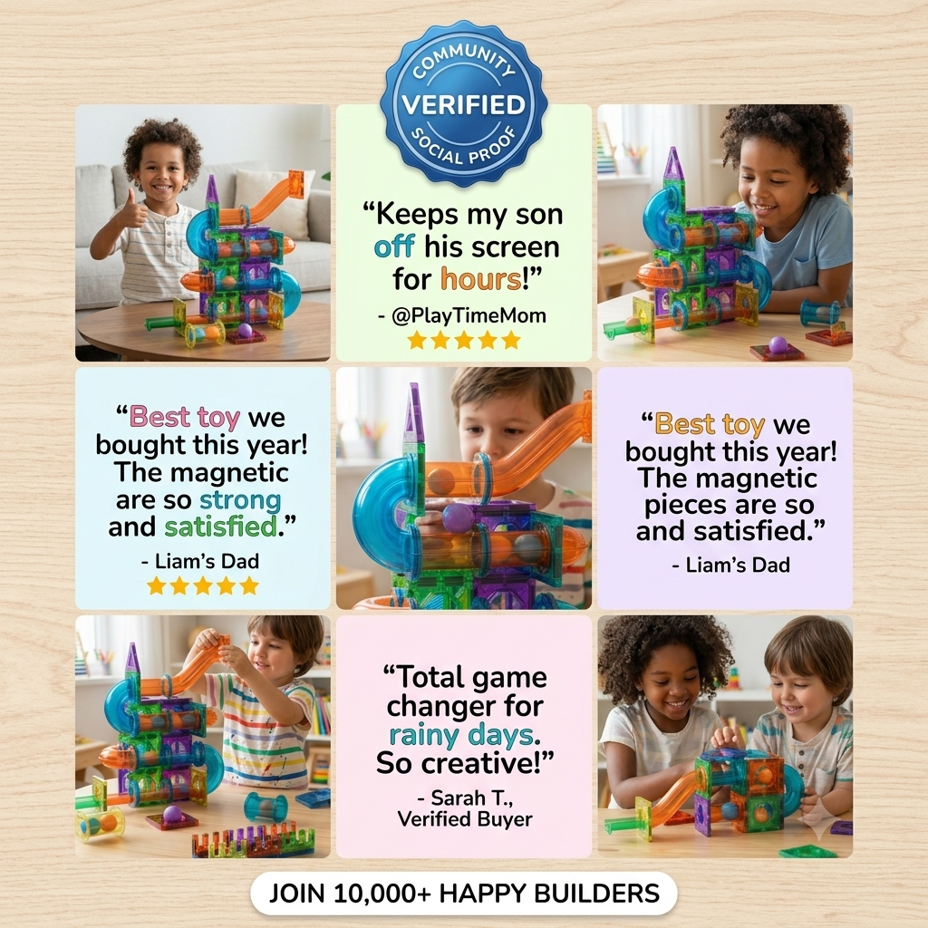 3D Magnetic Tiles Marble Run Toy