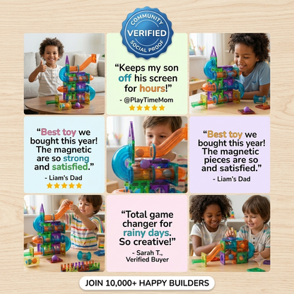 3D Magnetic Tiles Marble Run Toy