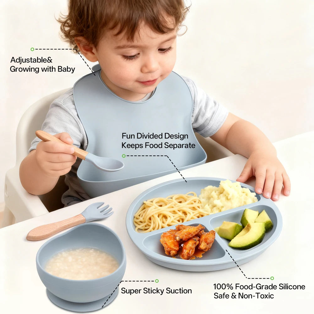 5PCS Children's silicone feeding kit