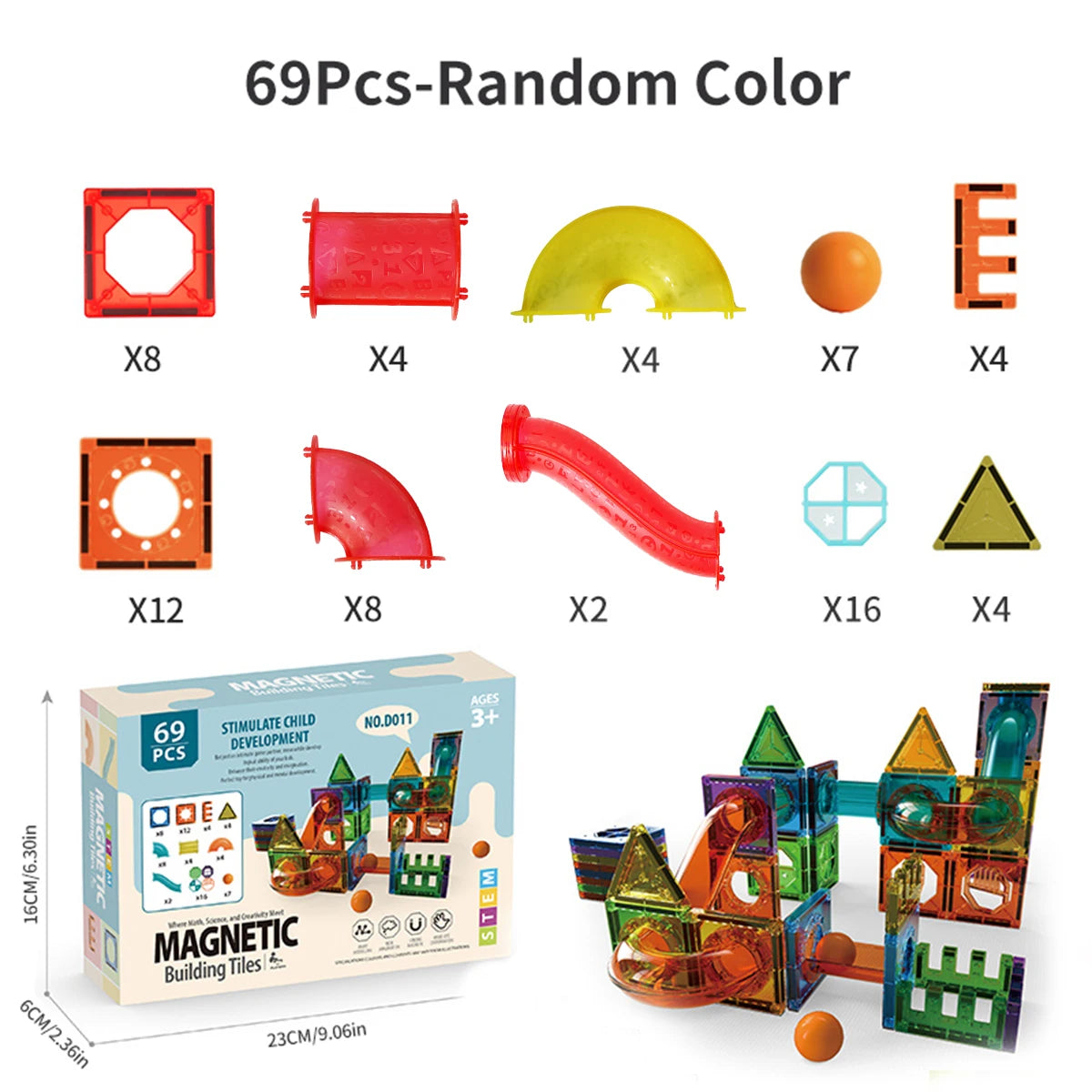 3D Magnetic Tiles Building Blocks